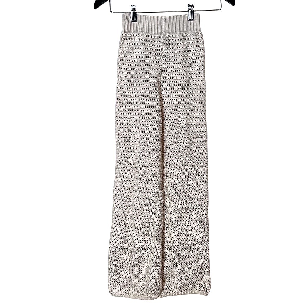 Sincerely Jules Cream Knit Wide Leg Pants Size XS 100% Cotton 27" Boho Festival - Picture 1 of 9